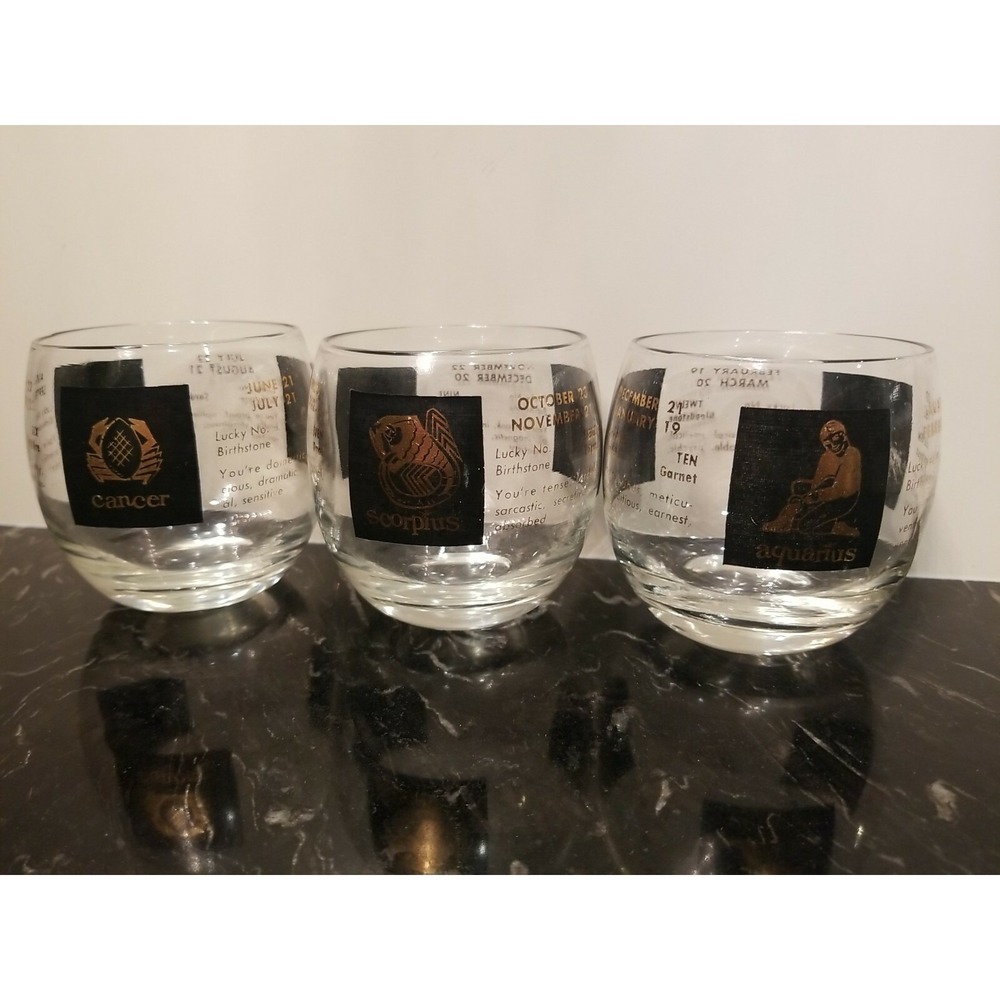 Vintage Zodiac Horoscope Glases - Set of 3